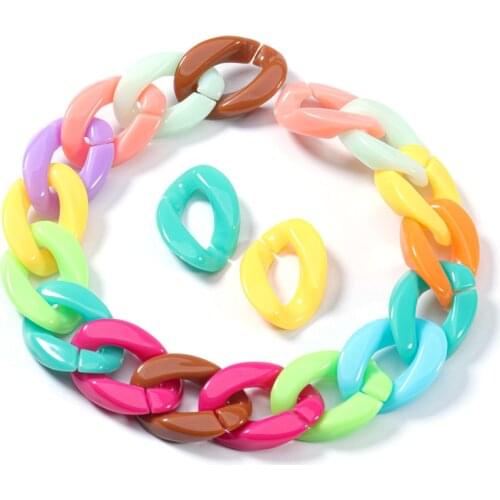 5-50pcs/lot Mixed Color Acrylic Flat Twist Oval Open Ring Beads Connector link Chain For Necklace Bracelet Making Colorful Chain