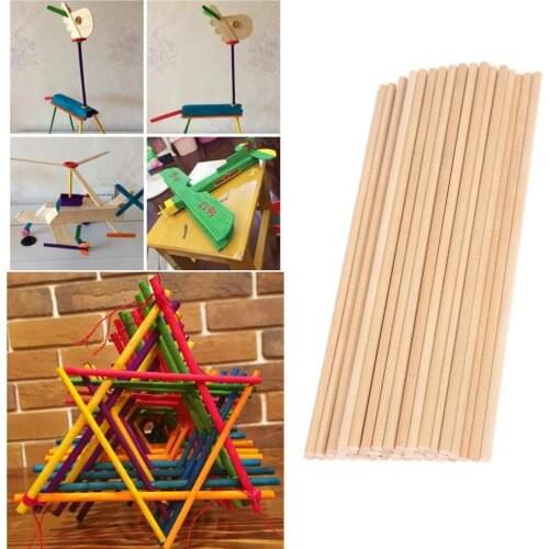 50Pcs Unfinished Wooden Sticks Dowels Rod Wood Pieces for DIY Hobby Wood Crafts