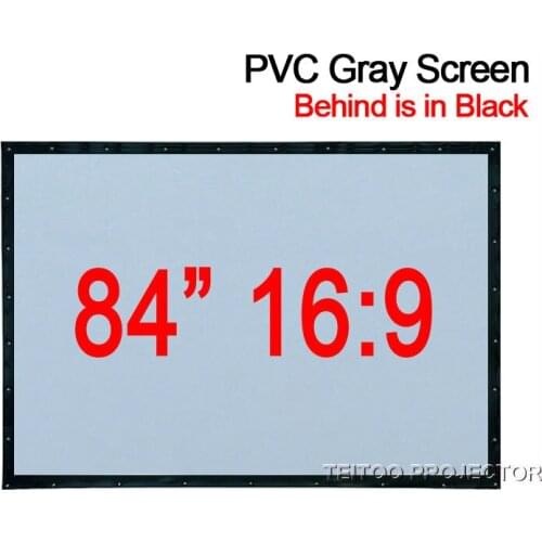 84 inches 16:9 PVC Soft Grey-Black Projection Screen Curtain Film for 3D HD DLP Movie Projector Office Education Display