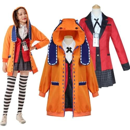 Anime Kakegurui Cosplay Costumes Runa Yomozuki Hoodie Jacket Kakegurui School Uniform Coat Skirt Halloween Costumes For Women