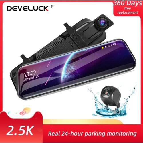 Develuck 10'' Car DVR Touch Screen Video Recorder Lens Driving Recorder Time Lapse Recording HD Night Vision dash cam 4k camera
