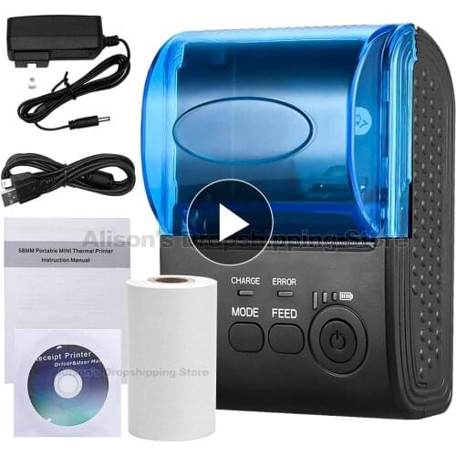 Bluetooth Receipt Printer 58MM Portable POS Mini Printer Thermal Bill Taxi Printer 58mm For Andirod IOS Windows Phone Printing
