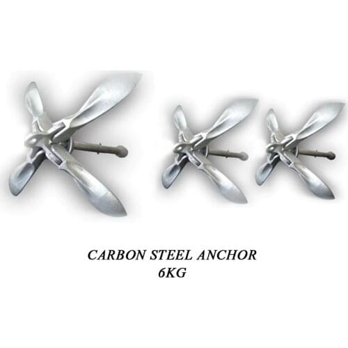 Cando Professional Carbon Steel Folding Anchor For Inflatable Boat Rubber Fishing Boats 6KG Antirust Boat Anchor For Fishing