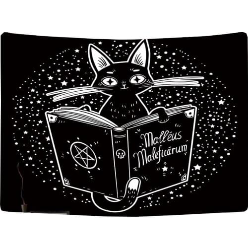 Black Cat Tapestry Mandala Tapiz Pared Tela Drop Shipping Wall Fabric Decoracion Japonesa