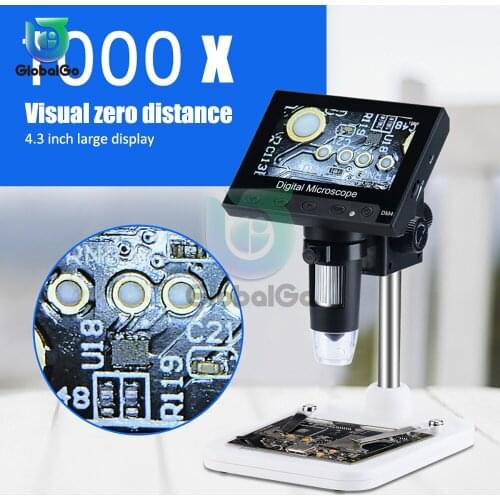 800X 30W Digital Microscope Electronic Video 4.3 inch HD LCD Soldering Microscope Phone Repair Magnifier + Metal Stand