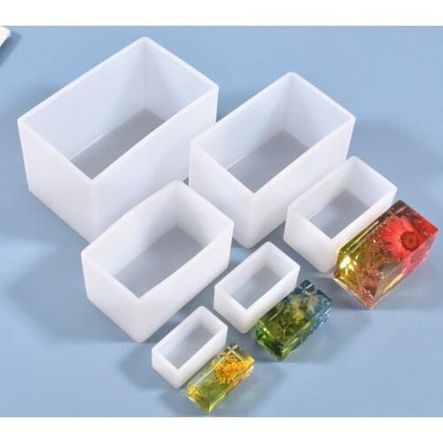 DIY Crystal Epoxy Resin Mold Rectangle Swing Table Resin Dried Flower Filled Rectangle Silicone Mold