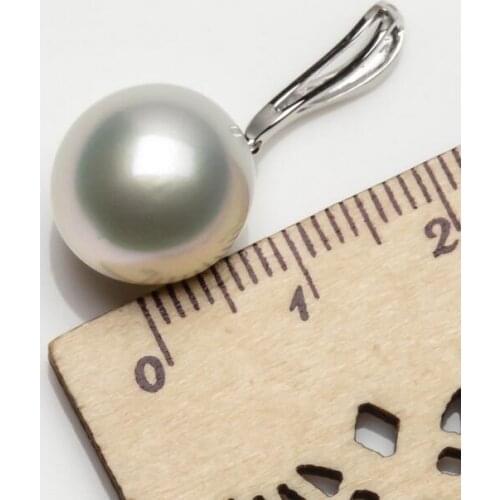 Elegant 12.9*12.4mm Real South Sea Cultured White Pearl Pendant 14k White Gold Free Shipping