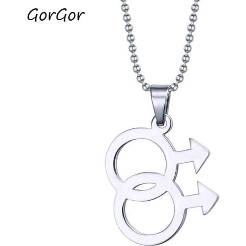 GorGor Trendy Classic Sliver Simple Long Chain Stainless Steel Necklace for Men Pendant Necklace Couples Jewelry PPN-001