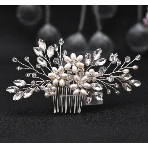 ZMHP346 Handmade Rhinestone Wedding Hair Comb Luxury Pearl Jewelry Hairs Accessories Bridal Clips Hair Accessories Bride Wreath