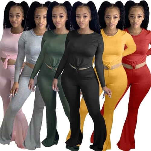 Imcute Sexy Club Party Bandage Women 2 Pieces Sets Tracksuit Bodysuit Wide Leg Flare Pants Suit Fitness Outfit 2pcs Matching Set