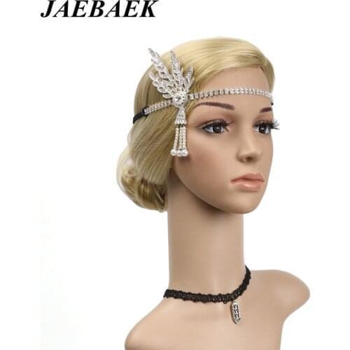 JAEBAEK Art Deco 1920s Flapper Great Gatsby Inspired Leaf Medallion Pearl Headpiece