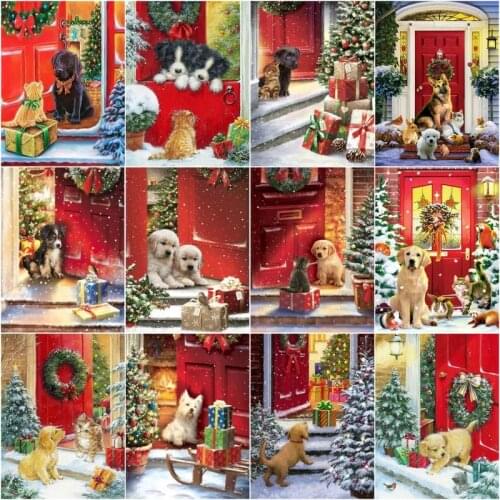 GATYZTORY Painting By Numbers Dog Animal Kits 40x50cm Frame On Canvas Christmas Oil Picture Handmade Artwork DIY Gift