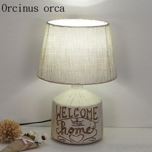 The Nordic minimalist retro ceramic living room lamp romantic bedroom bedside lamp study creative decoration lamp free shipping