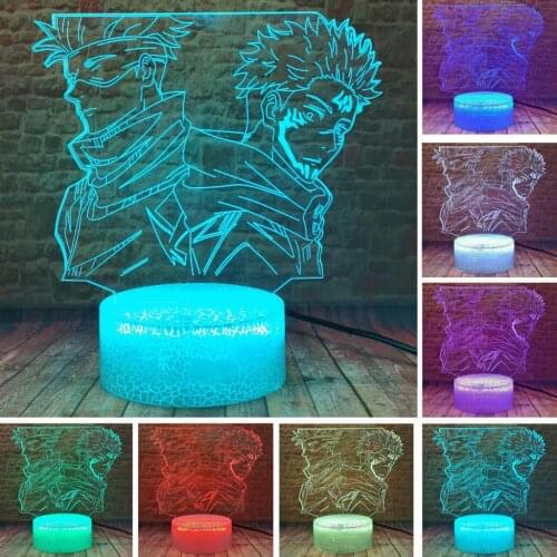 Jujutsu Kaisen Model 3D Illusion LED Nightlight Colors Change Desk Lamp Itadori Yuji Satoru Gojo Anime action & toy figures