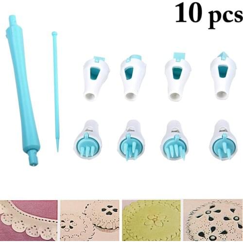 NEW 10pcs Fondant Cake Decorating Modelling Tools 8 Patterns Flower Decoration Pen Pastry Carving Cutter Baking Craft Cake Mold