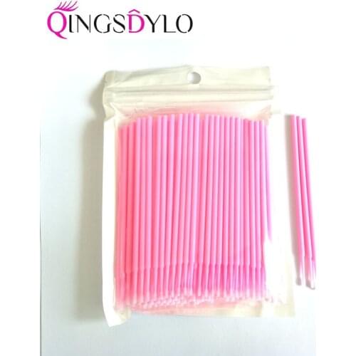 100Pcs/bag Disposable Micro Brush Eyelashes Extension Individual Lash Removing Swab Micro Brush Lint Free Makeup Tools