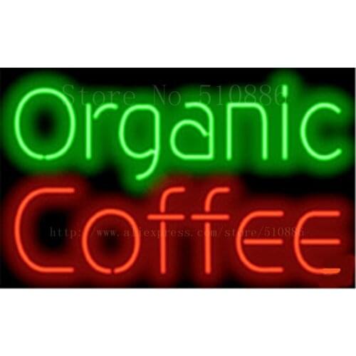 Organic Coffee Neon sign Real Glass Tube Bulbs Light Bar Beer Club Decoration Signboard tea Espresso Cappuccino drink 17"x14"