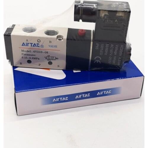 Original AirTAC Solenoid Valve 4V210-08 1/4'' AC220V DC24V 2/5 Way Pneumatic Valve