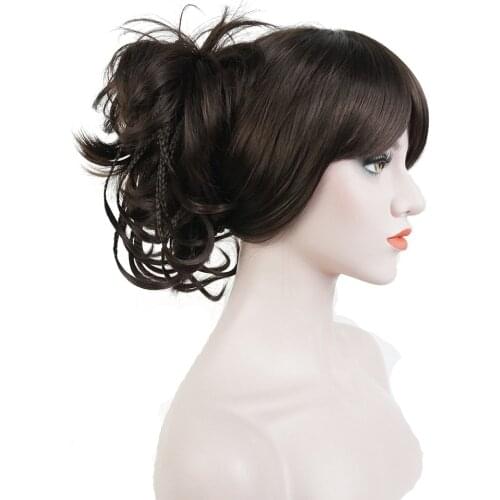 StrongBeauty Synthetic Short Claw Clip-on Tousled Braided Wig Ponytail tiny Braids Bun Updo hairpiece 15 Color