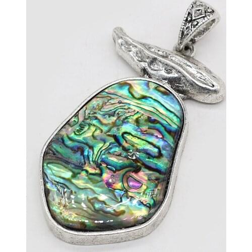 Natural Abalone Shell Pendant Irregural Egg Shape Shell Pendant Charms for Making DIY Women Necklace Gift 33x60mm