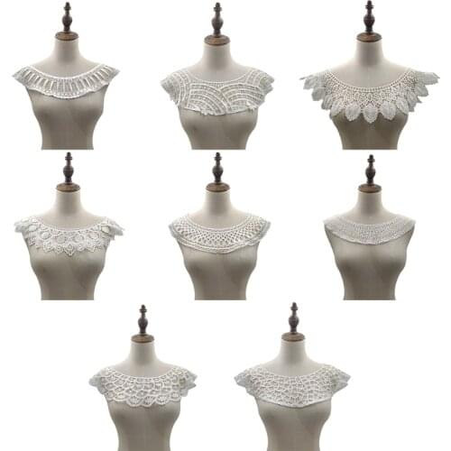 Artsy Collar Womens White Hollowing-Out Lace Polyester False Collar for Summer Dress Wedding Dress Accessory