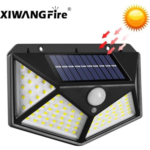 Drop Shipping 100 LED Solar Motion Sensor Light Outdoor Street for Garden Decor Sunlight Powered Waterproof Solar Wall Lamp