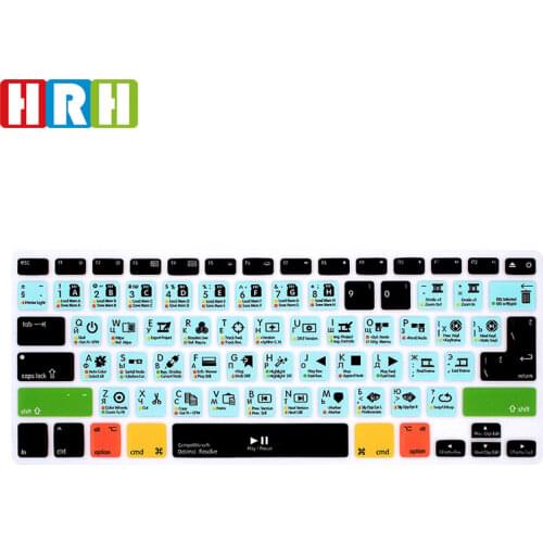 HRH Dust proof DaVinci Resolve Hot keys Russian Shortcuts Function Keyboard Cover Silicone Skin For MacBook Air Pro Retina 13"15