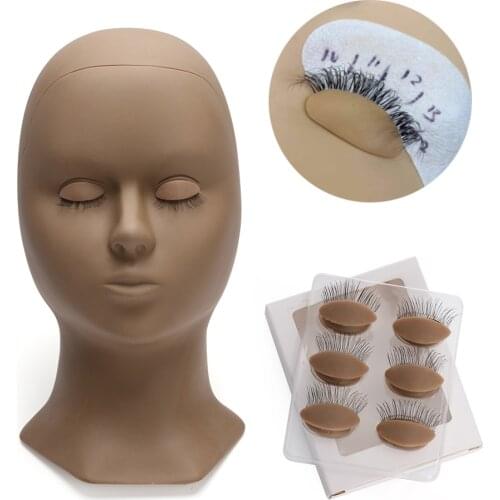 1Set Lifelike Real Skin Training Mannequin Head Lashes Extension with Removable Eyelids Soft-Touch Silicon Practice Head Kit