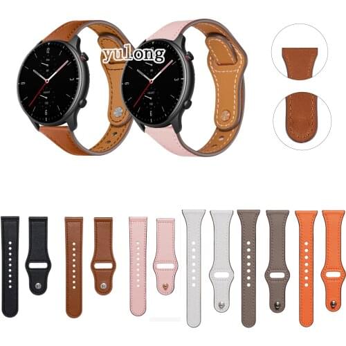 20mm 22mm Leather Watch Band Strap For Huami Amazfit GTR 42mm 47mm GTR2 2e Smart Watch Replacement Wrist band strap Correa