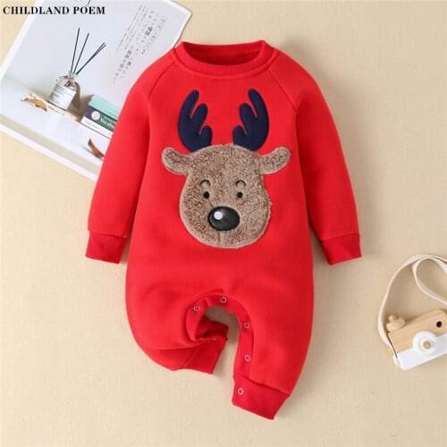 Christmas Baby Clothes Newborn Fleece Baby Romper Jumpsuit Infant Baby Boy Girls Romper Clothes Deer Baby Jumpsuit Boys Overalls