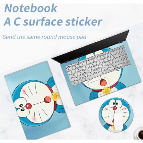 DIY Doraemon Laptop Skin Sticker Notebook skin Waterproof Film And Free Mouse Pad 12/13/14/15.6 /17 Inch Custom Cartoon Decal