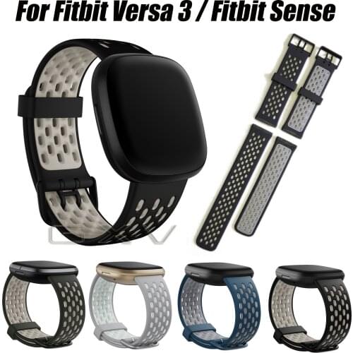 Sport Silicone Strap for Fitbit Versa 3 Wristband Breathable Silicone Sport Band for Fitbit Sense