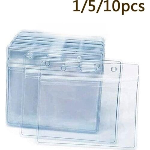 Extra Thick ID Card Badge Holder Vertical Clear PVC Card Holder Waterproof Resealable Card Holder Bag