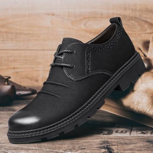 Men Dress Shoes Man Formal Lace-up Oxford Large Size Genuine Leather Business Shoes Male Nubuck Vintage Mens Shoes High Quality