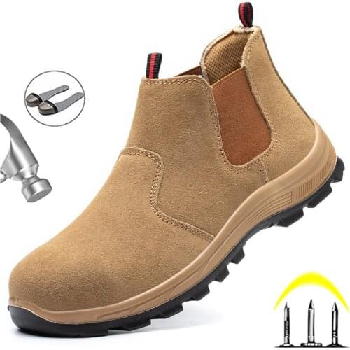Outdoor Work Boots Safety Steel Toe Shoes Men Chelsea Boots Indestructible Safety Shoes Men Winter Boots Puncture-Proof Boots
