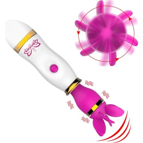 12 Speed Tongue Licking Vibrator Breast Massage Rotation Oral Female Masturbation Sex Toys for Woman AV Stick Clitoris Stimulate