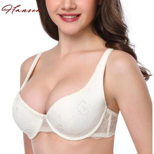 Womens Demi Balconette Bra Lightly Padded Lace Underwire Bra Contour Cotton Cup Lace Floral Lingerie Female Bralette