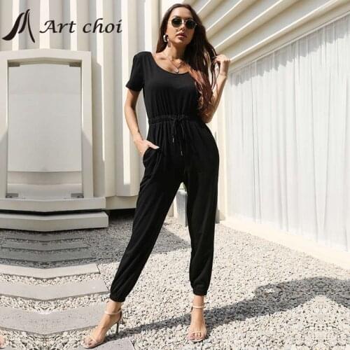 Women Rompers Jumpsuits Elegant Suit One piece Sets Summer Ladies Bandage Short Sleeve Long Ankle Banded Harem Pants Work Office