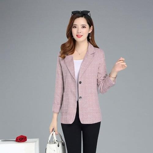 Women suit jacket spring and autumn cardigan jacket small suit short coat new long-sleeved plaid short jacket women blazer