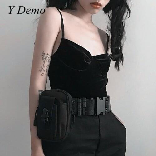 Y Demo Techwear Harajuku Girl Zipper Pocket Belt Punk Rock Adjustable Waist Belt For Women Streetwear