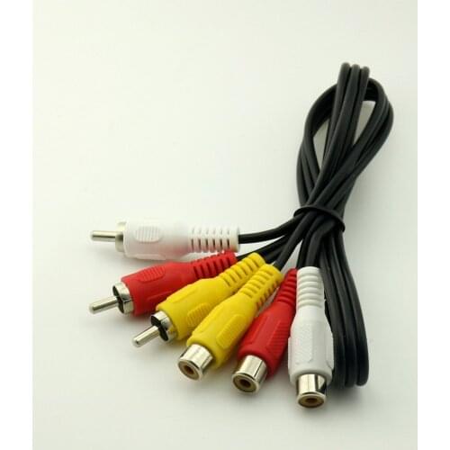 1pcs 50cm 3x RCA (L+R+V) Male To Female Extension Cable Composite AV TV Cord DVD HDTV