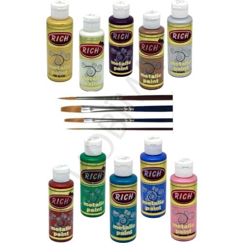 10 PCs Metallic Paint 130 Cc Brush Gift metallic painting paint hobby paints 10 different color painter paint