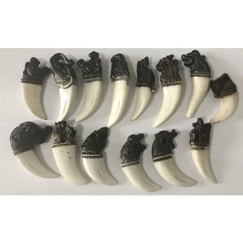 20 pcs Cool Imitation Bone Carved Tibetan keychain Lucky charms amulet gifts for men womens jewelry