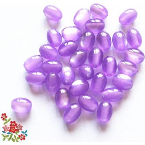 200PCS Light Purple Resin Oval Cat Eye Beads, DIY Crafting Beads, 7*5mm