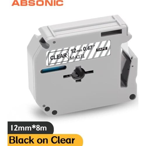 Absionc MK-131 MK131 M-K131 Black on Clear Printer Ribbon for Brother P-touch PT90 PTM95 PT80 PT100 PT110 PT65 PT85 Label Makers