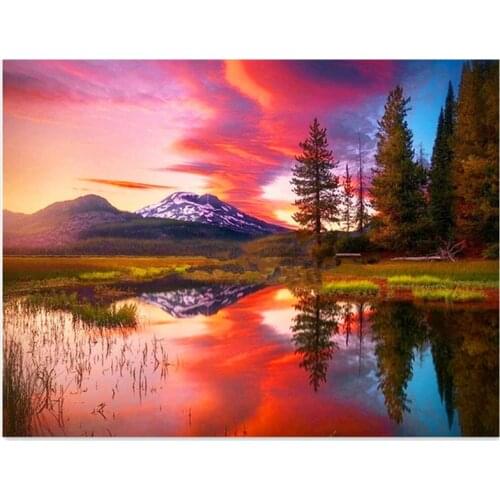 Full Square Round Drill Diy Diamond Painting natural scenery mountain lake Embroidery bead Cross Stitch Mosaic HomeDecorZP-2623