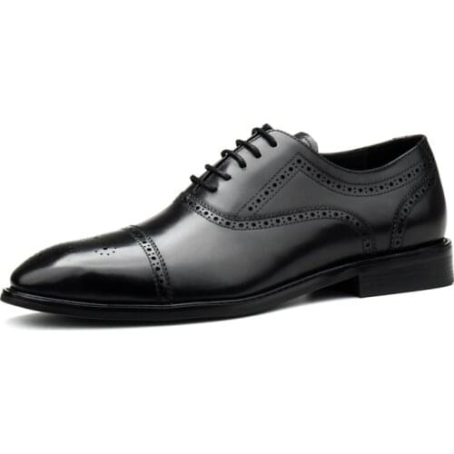 Large Size EUR45 Black Wedding Dress Shoes Genuine Leather Oxfords Mens Business Shoes