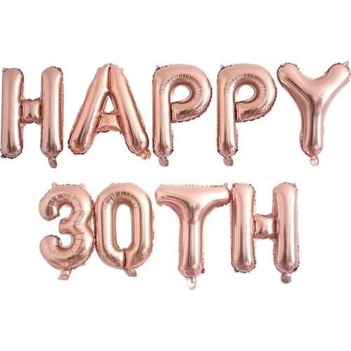 Chicinlife rose gold 16inch Happy 18 30 35 40 50 60th Balloons Birthday Party Decoration 21st Birthday Decor wedding anniversary