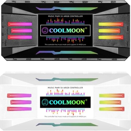 COOLMOON ARGB Controller 4 Pin PWM 5V 3 Pin ARGB Cooling Fan Wireless Remote Control For PC Computer Case Chassis Radiator