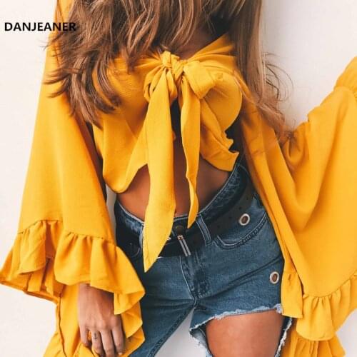 Блузки с галстуком DANJEANER China At AliExpress